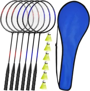 KH Badminton Rackets Set of 2 4 6 for Adults Kids,Beach Lawn Backyard Game Outdoor Sports,Racquets,Shuttlecocks & Carry Bag Included