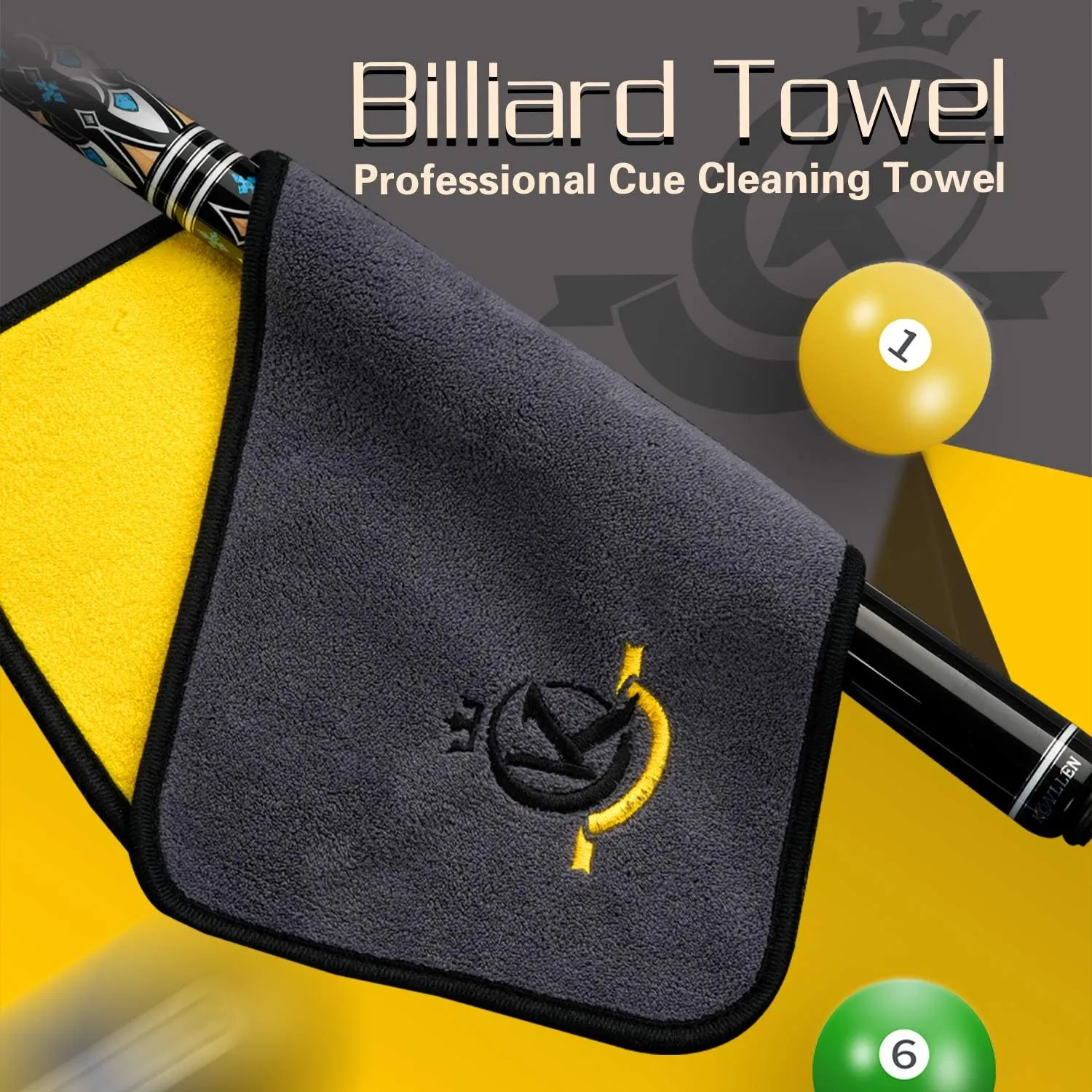 KONLLEN Billiards Billiard cue Towel - 100% Cotton Black 8-Ball Pool Cue Clean Towel Maintenance Accessories Cleaning Set Shaft Wax   Cleaning Powder   Towel   Sponge