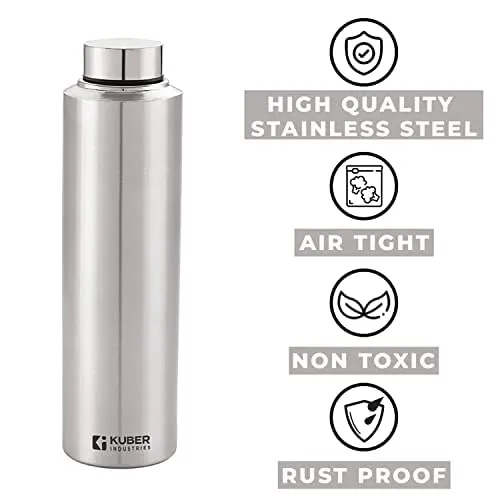 Kuber Industries Stainless Steel Bowl, Plate, and Bottle Set | Durable, Mirror Finish Shiny Utensils | Stainless Steel 200ml Bowl Set of 6, 1 Liter Bottle and Plate Set of 6
