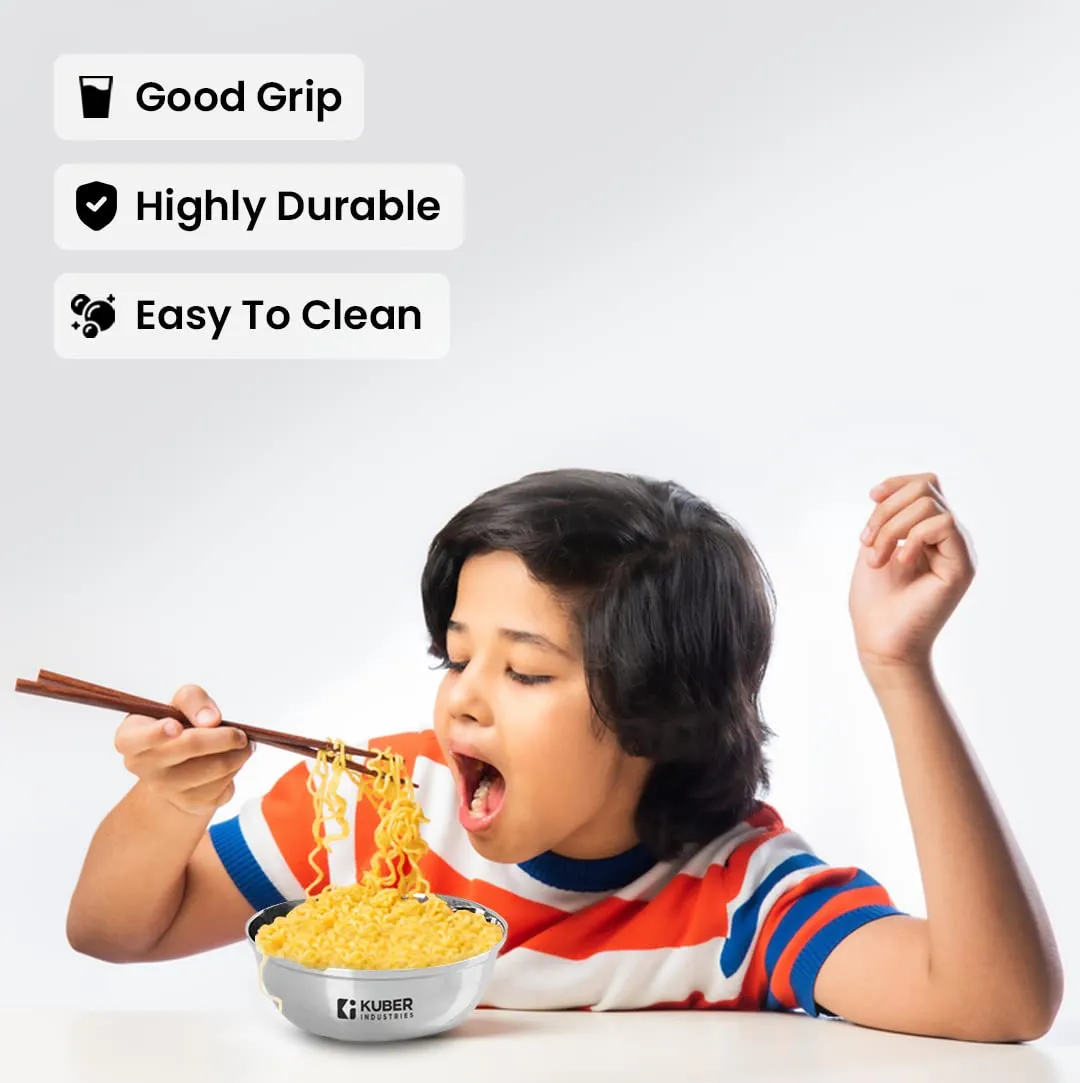 Kuber Industries Stainless Steel Bowl, Plate, and Bottle Set | Durable, Mirror Finish Shiny Utensils | Stainless Steel 200ml Bowl Set of 6, 1 Liter Bottle and Plate Set of 6