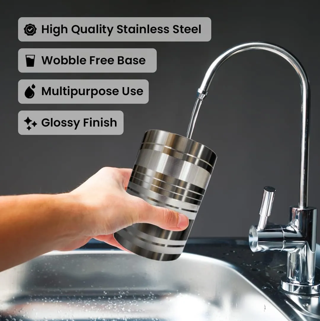 Kuber Industries Stainless Steel Glass Set | Wobble Free Base, Durable | Multipurpose, Elegant Design & Mirror Finish | Easy to Clean & Store | Steel Glass Set 6 (Pack of 6)