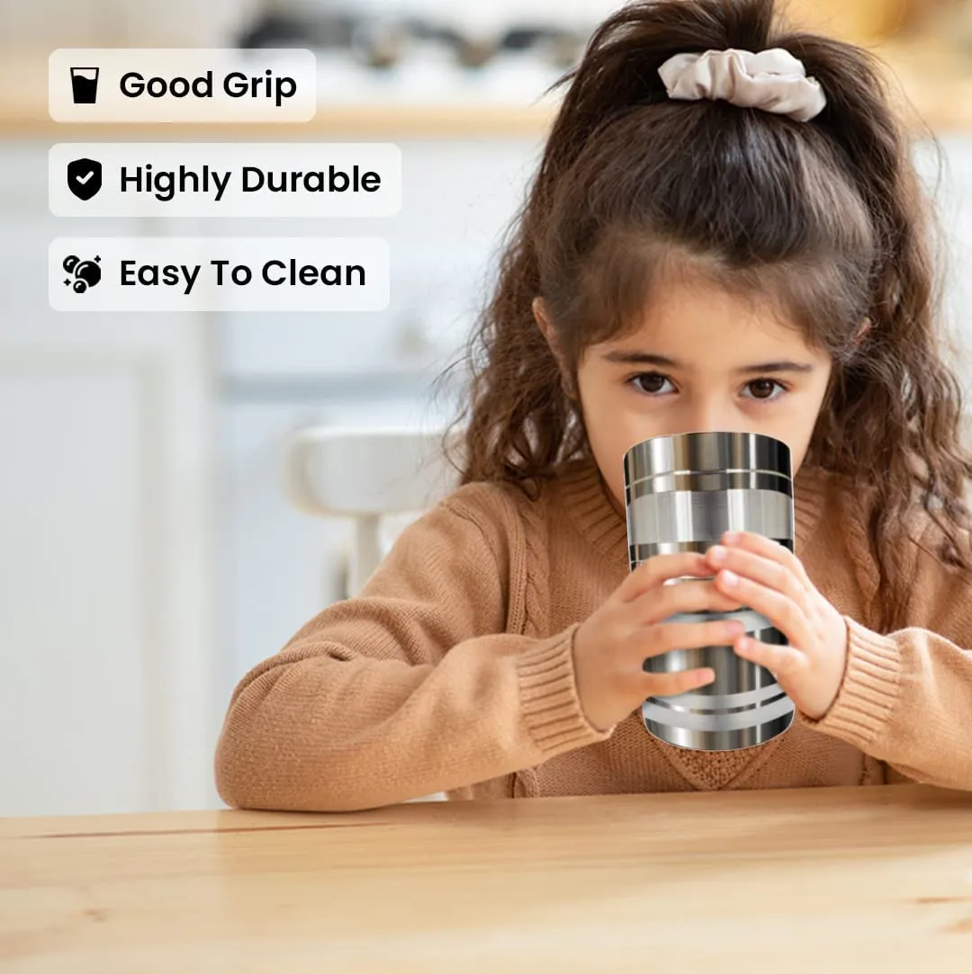 Kuber Industries Stainless Steel Glass Set | Wobble Free Base, Durable | Multipurpose, Elegant Design & Mirror Finish | Easy to Clean & Store | Steel Glass Set 6 (Pack of 6)