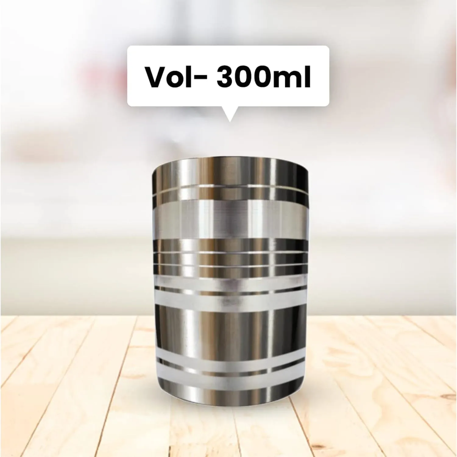 Kuber Industries Stainless Steel Glass Set | Wobble Free Base, Durable | Multipurpose, Elegant Design & Mirror Finish | Easy to Clean & Store | Steel Glass Set 6 (Pack of 6)