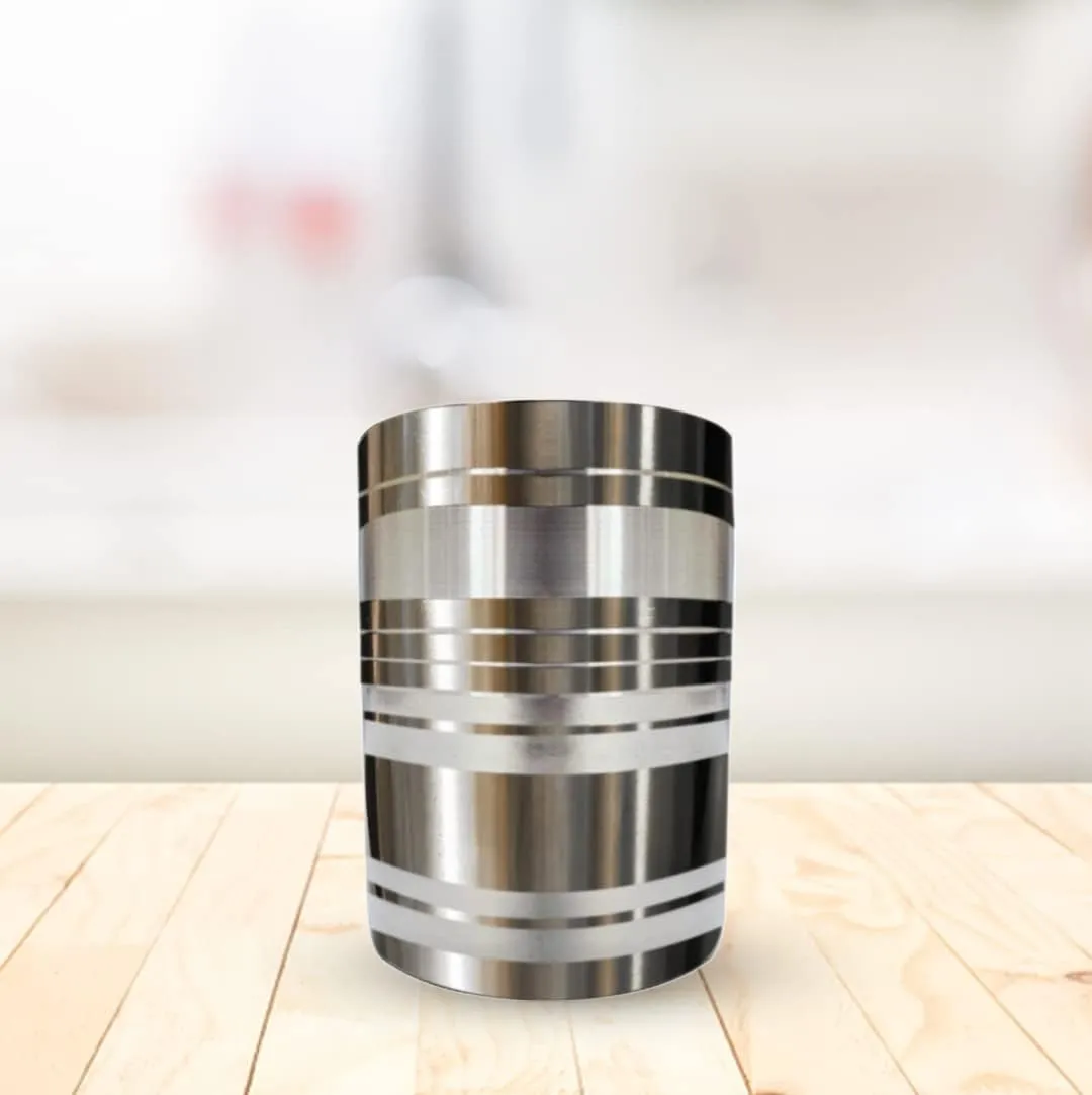 Kuber Industries Stainless Steel Glass Set | Wobble Free Base, Durable | Multipurpose, Elegant Design & Mirror Finish | Easy to Clean & Store | Steel Glass Set 6 (Pack of 6)