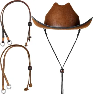 Leather Hat Chin Strap Stampede Strings for Cowboy Hats Removable cap Chin Cord for Men Women Sun Hats(35.43 Inch,3 Pieces)