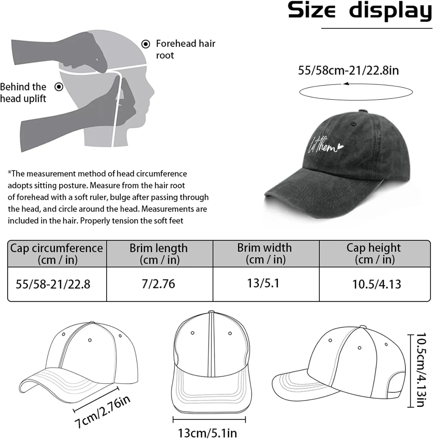 Let Them Funny Hat for Men Classic Washed Distressed Baseball Caps