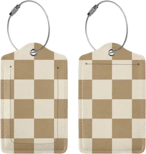 Luggage Tags for Suitcases, 2 Pack Cute PU Leather Luggage Tag TSA Approved with Stainless Steel Loop and Address Card Baggage Tag for Travel&Hotel Stays&Cruise Ships&Shipping and Mailing(Coffee)