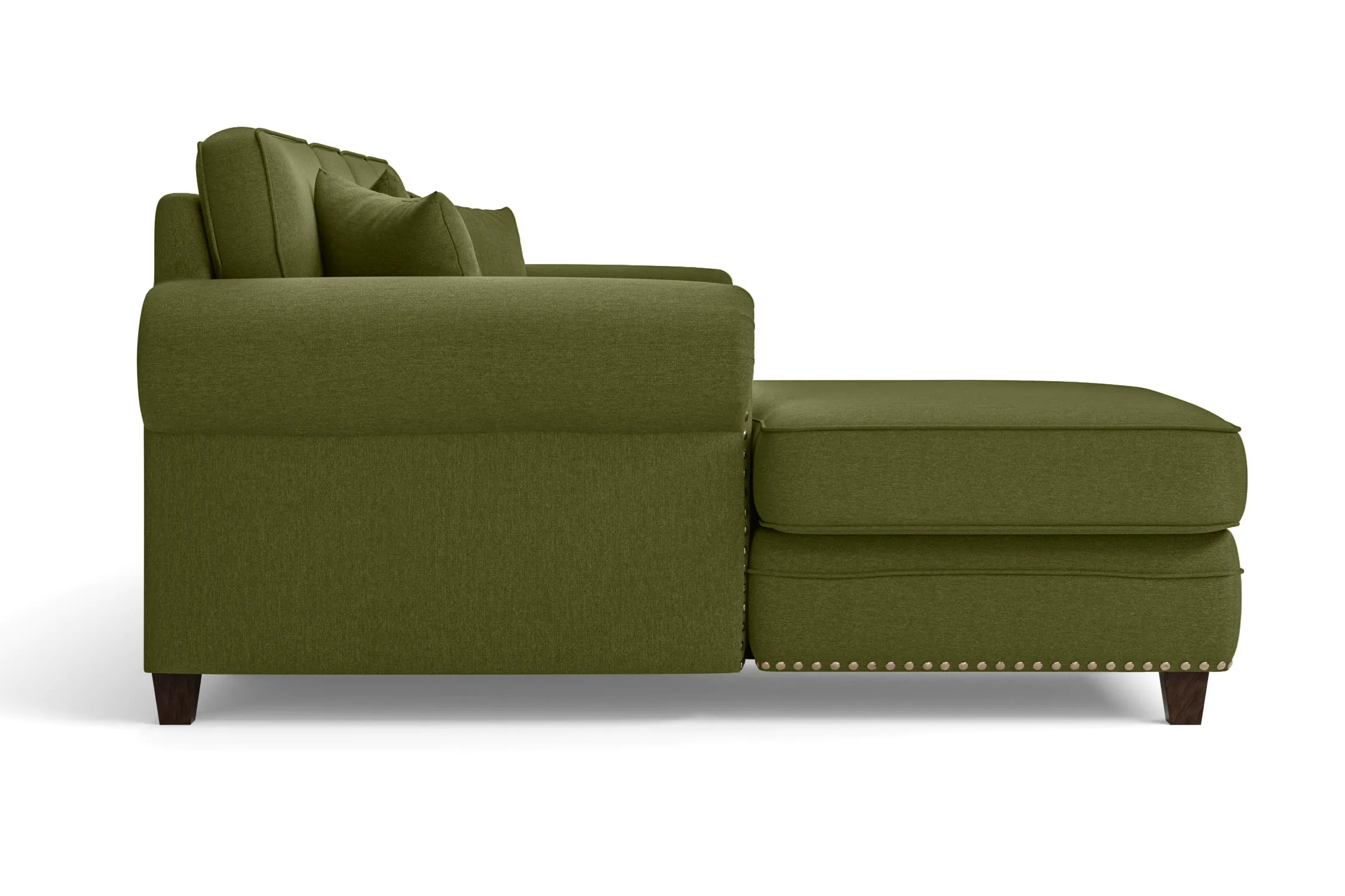 Marano 4 Seater Left Hand Facing Chaise Lounge Corner Sofa Olive Linen Fabric