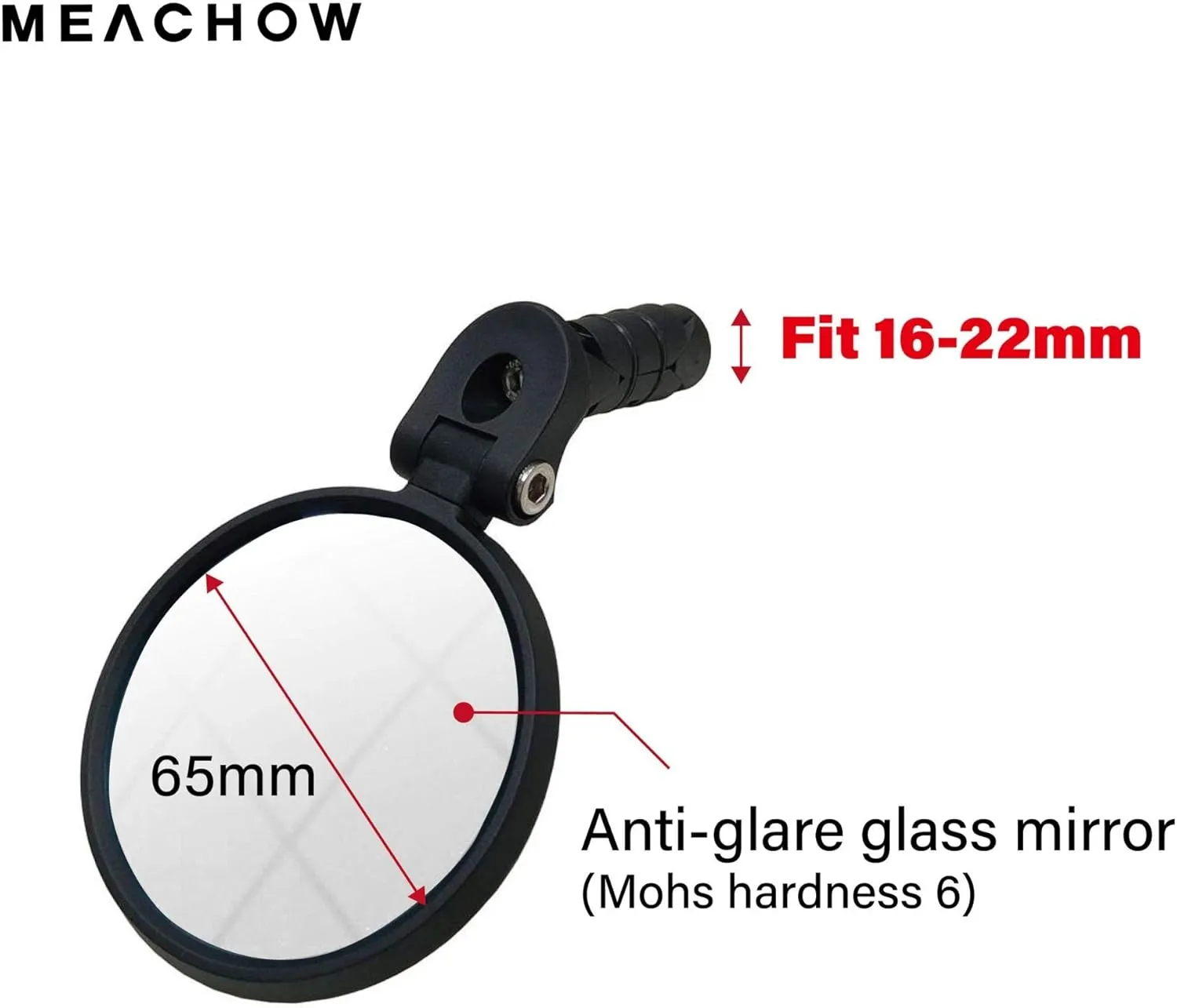 MEACHOW Bar End Bike Mirror [Upgraded Version] Scratch Resistant Glass Lens,HD,Safe Rearview Mirror,ME-001