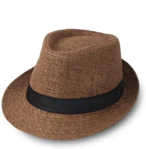 Men's Classic Manhattan Structured Gangster Trilby Fedora Hat Short Brim Panama Hat