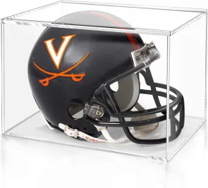 Mini Helmet Display Case, Clear Acrylic Display Cases for 1/2 Football Baseball Helmet Showcase, UV Protection Mini Helmet Storage Box  1 Pack