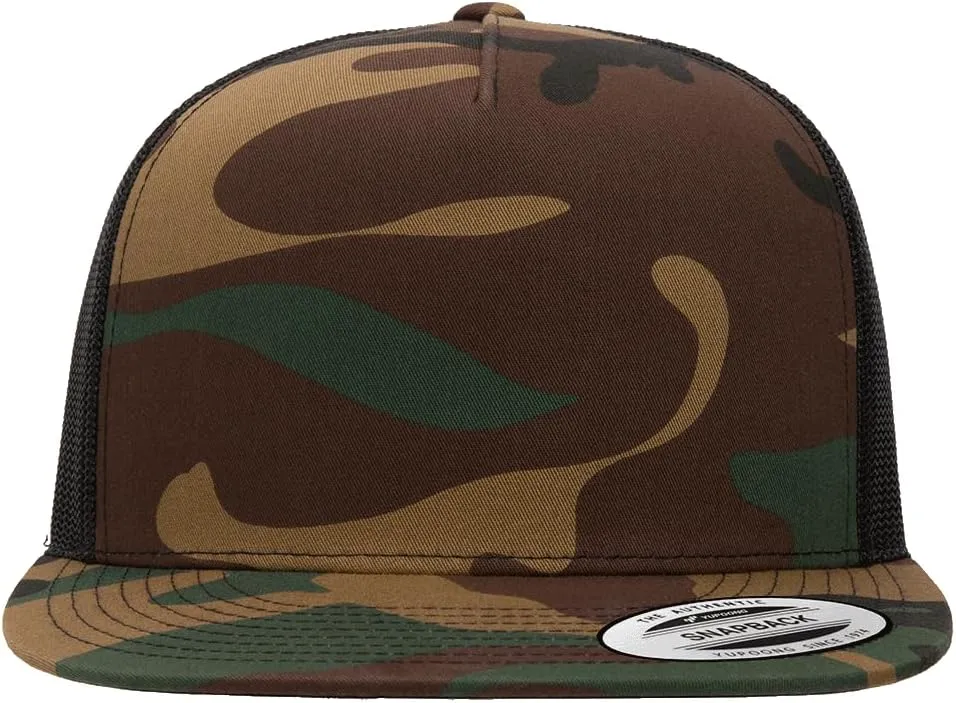 Mrlahat 6006 Yupoong Yp by Flexfit 5 Panel Classic Trucker Snapback Hat Cap with Black Bandana