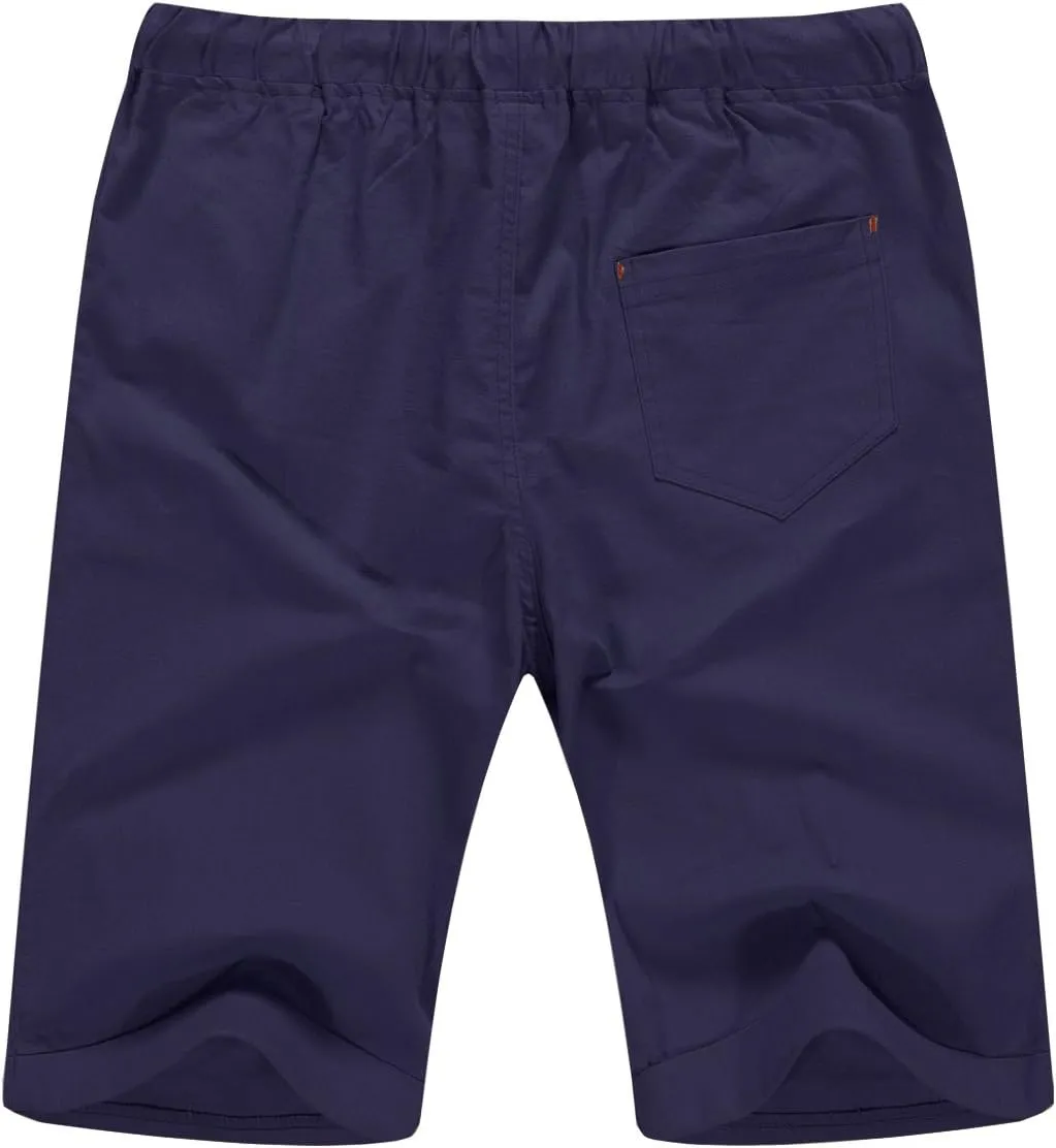 NITAGUT Men's Linen Casual Classic Fit Short Drawstring Summer Beach Shorts