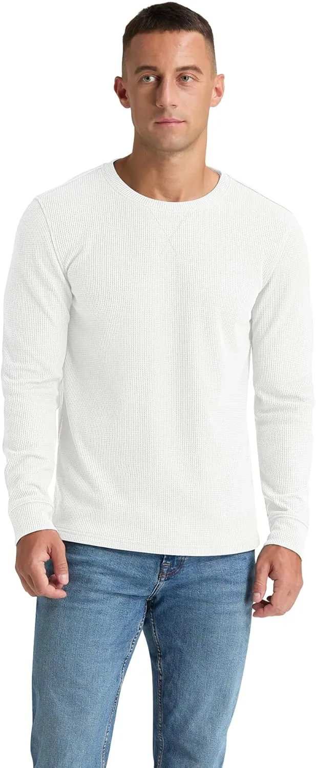 NITAGUT Mens Waffle Crewneck Shirts Slim Fit Long Sleeve Casual T-Shirt