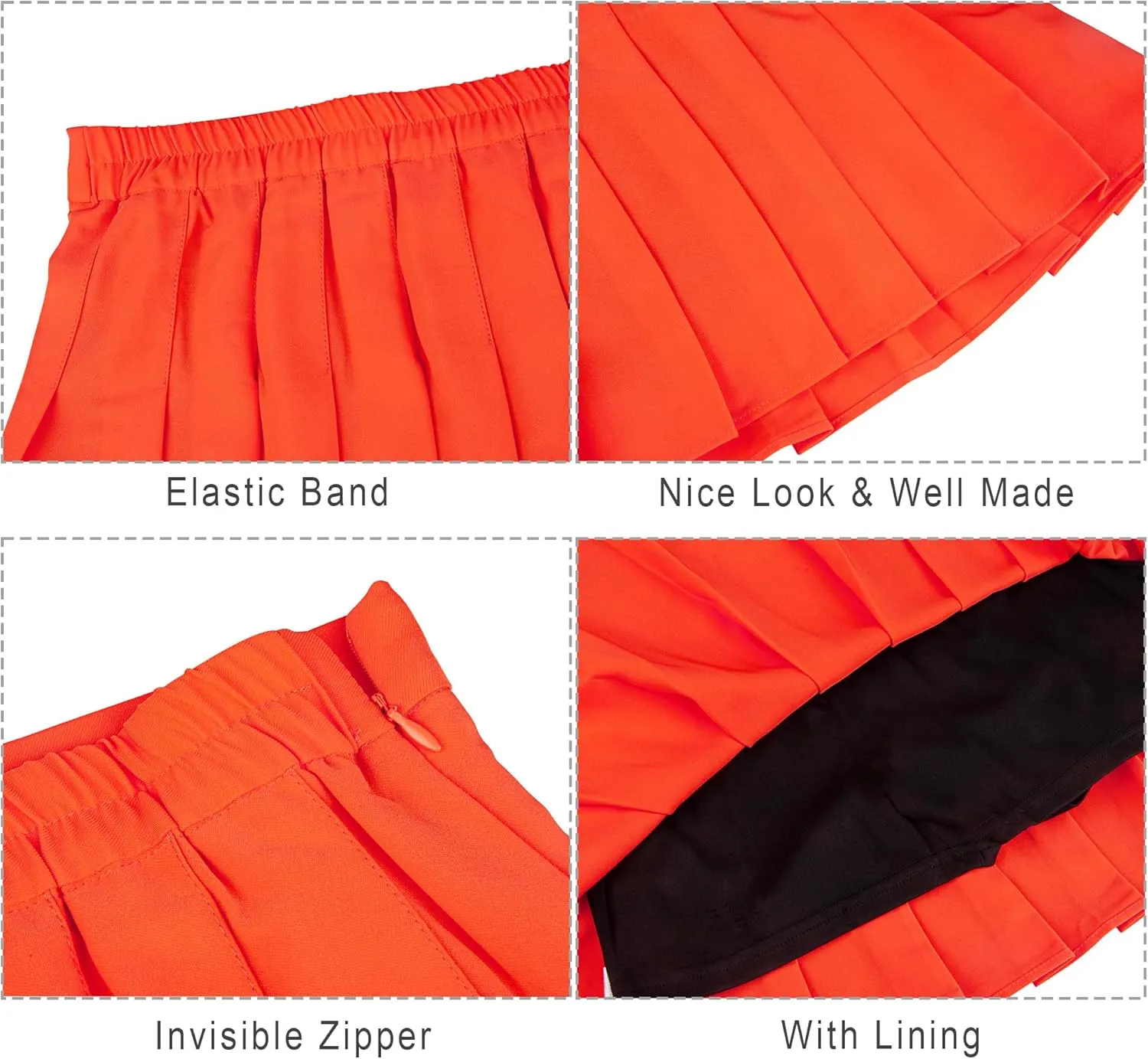 Pleated Skirt for Women Skater Skirt with Shorts Elastic Waist Plus Size Tennis Skirts