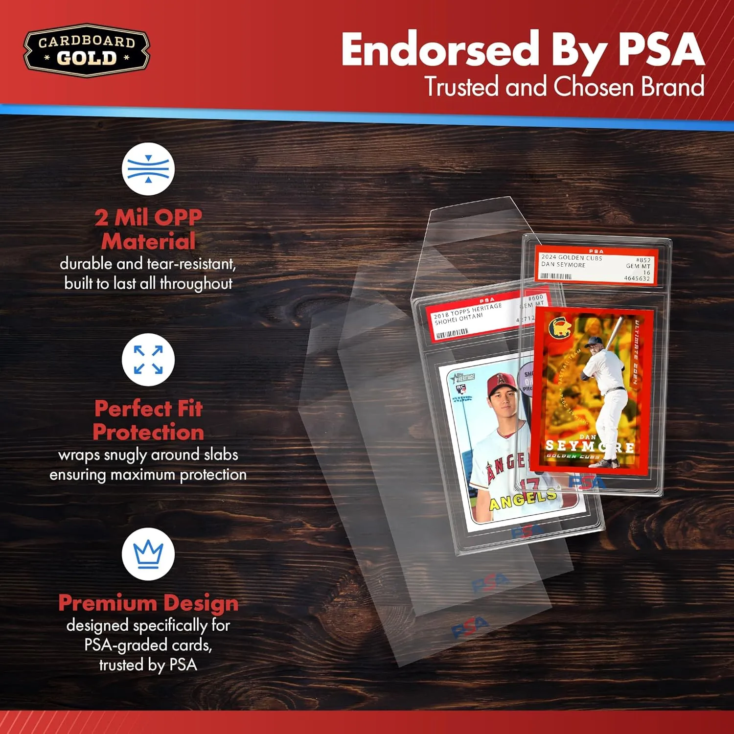 PSA Graded Card Sleeves  500 Count with PSA Logo, Resealable Slabs Sleeve - Precise Fit Slab Protector for Grading Baseball Football Gaming Trading Sports Cards