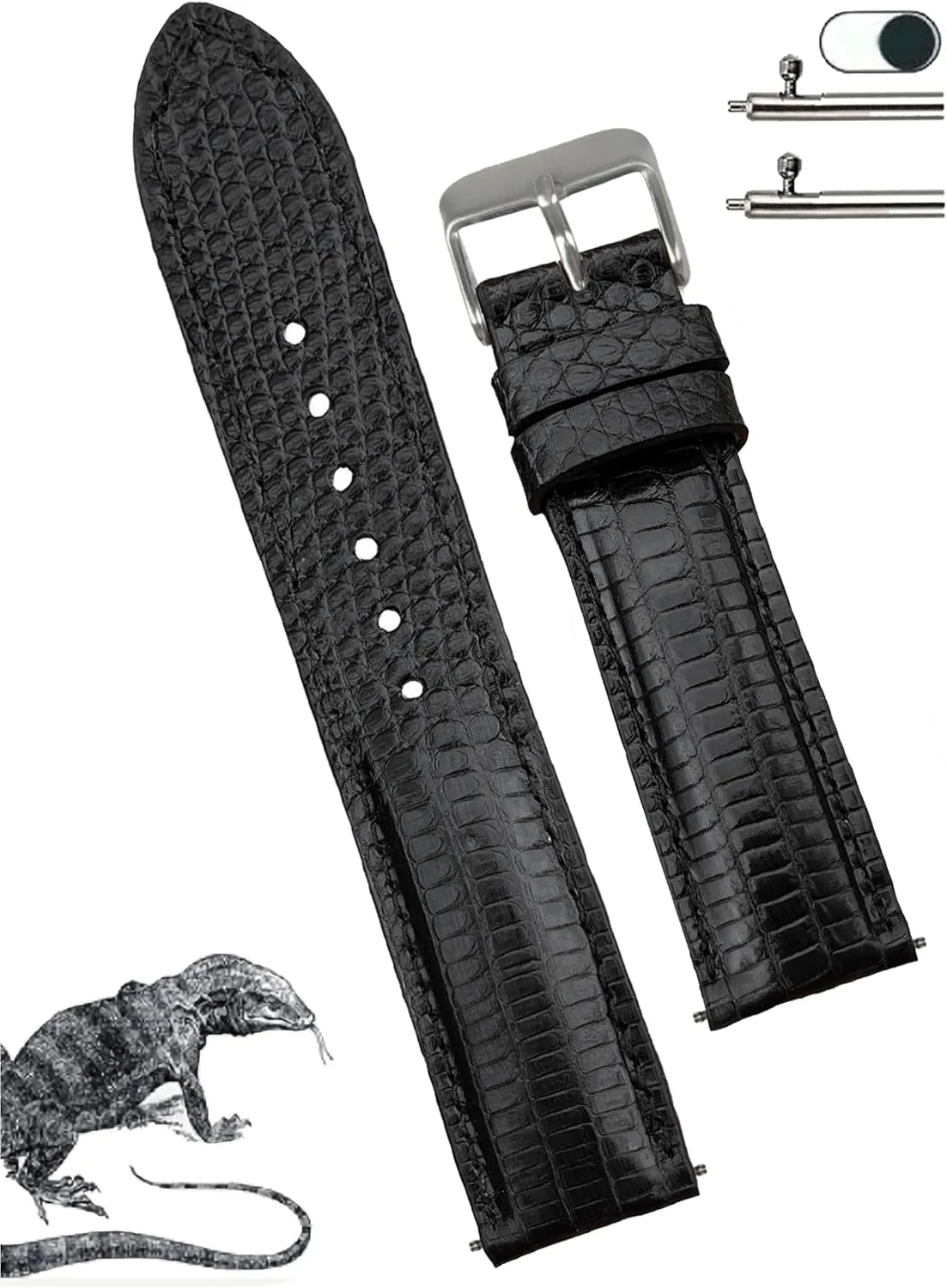 Quick Release Lizard Leather Watch Bands Men Handmade Replacement Wrist Watch Straps Vintage Extra Soft Exotic Leather Strap Gift for Him 18mm 19mm 20mm 21mm 22mm