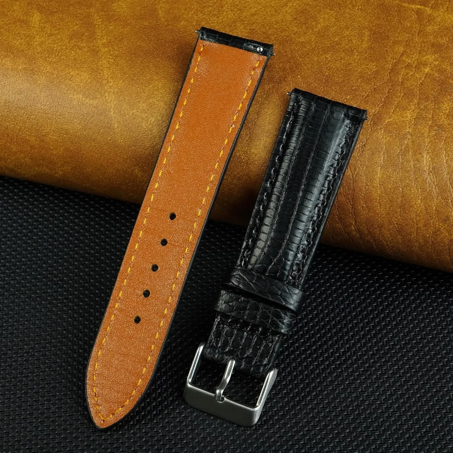 Quick Release Lizard Leather Watch Bands Men Handmade Replacement Wrist Watch Straps Vintage Extra Soft Exotic Leather Strap Gift for Him 18mm 19mm 20mm 21mm 22mm