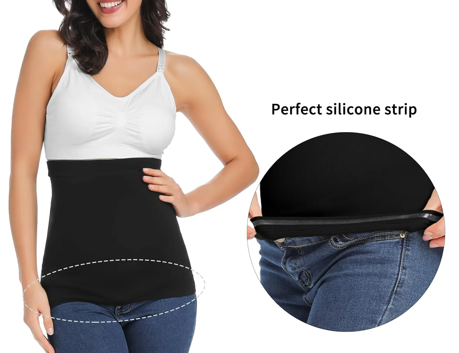 Rheane Belly Bands For Pregnant Women Belly Band Pregnancy Seatbelt Belly Bands Pregnancy Support Belt (Black Black 2)