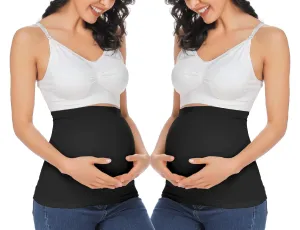 Rheane Belly Bands For Pregnant Women Belly Band Pregnancy Seatbelt Belly Bands Pregnancy Support Belt (Black Black 2)