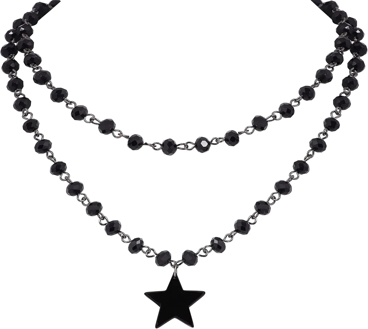 Sacina Goth Layered Star Choker, Gothic Choker, Black Jewelry, Gothic Emo Punk Grunge Necklace, Halloween Christmas Jewelry Gift For Women
