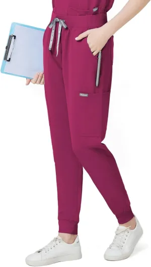 Scrub Pants for Women - Slim Fit Soft Four Way Stretch Anti-Wrinkle Yoga Waistband Women Joggers 8 Pockets