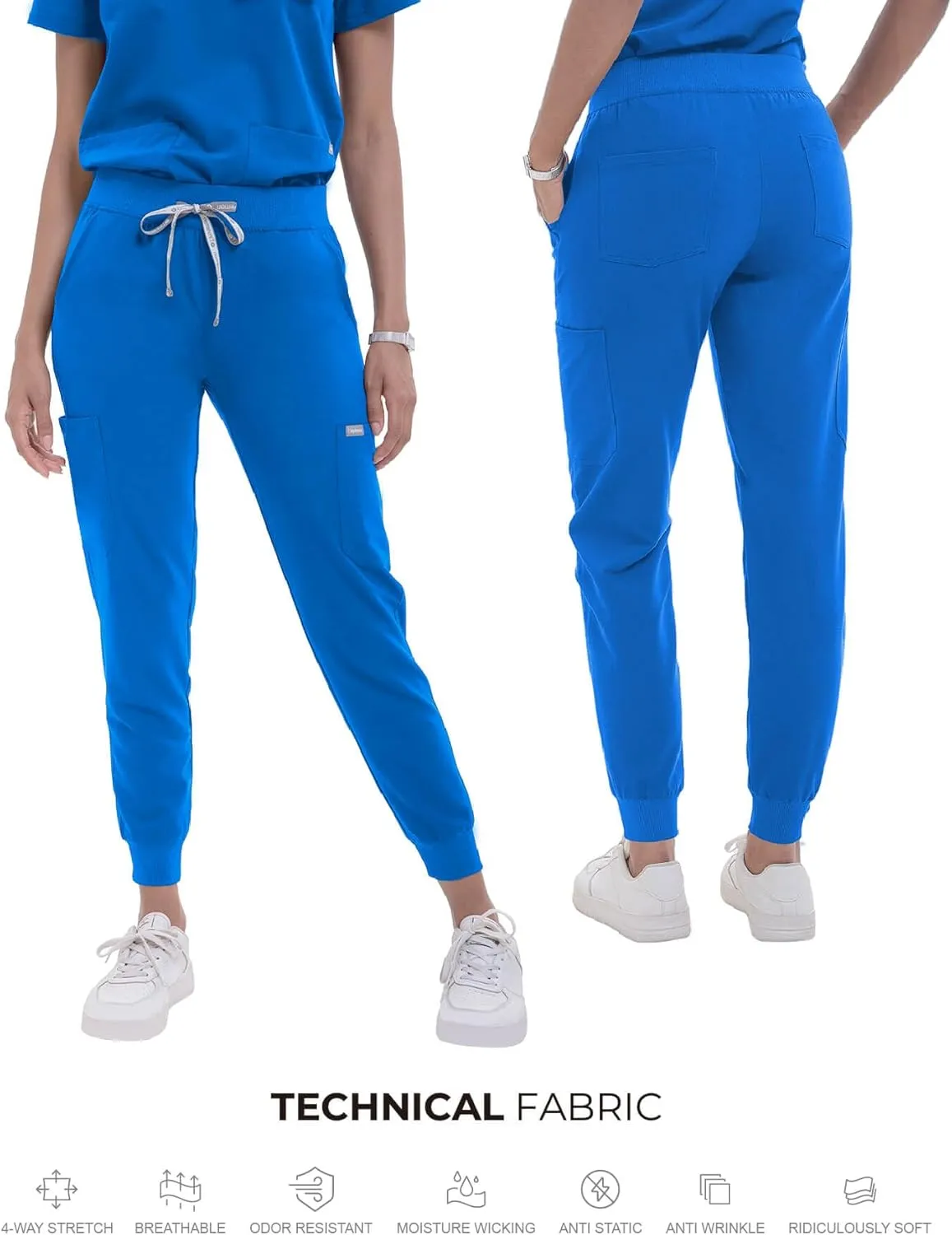 Scrub Pants for Women - Slim Fit Soft Four Way Stretch Anti-Wrinkle Yoga Waistband Women Joggers 8 Pockets