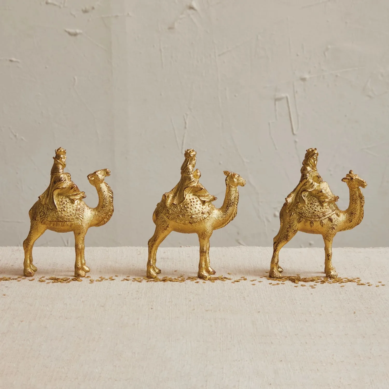 Set of Three Gold Three Wiseman on Camels