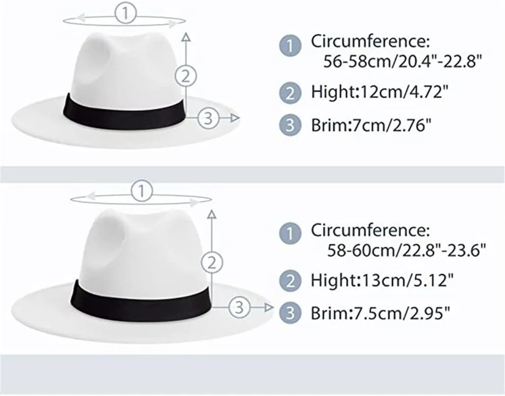 Simple Wide Brim Panama Hat Patchwork Classic Fedora Hats with Belt Buckle