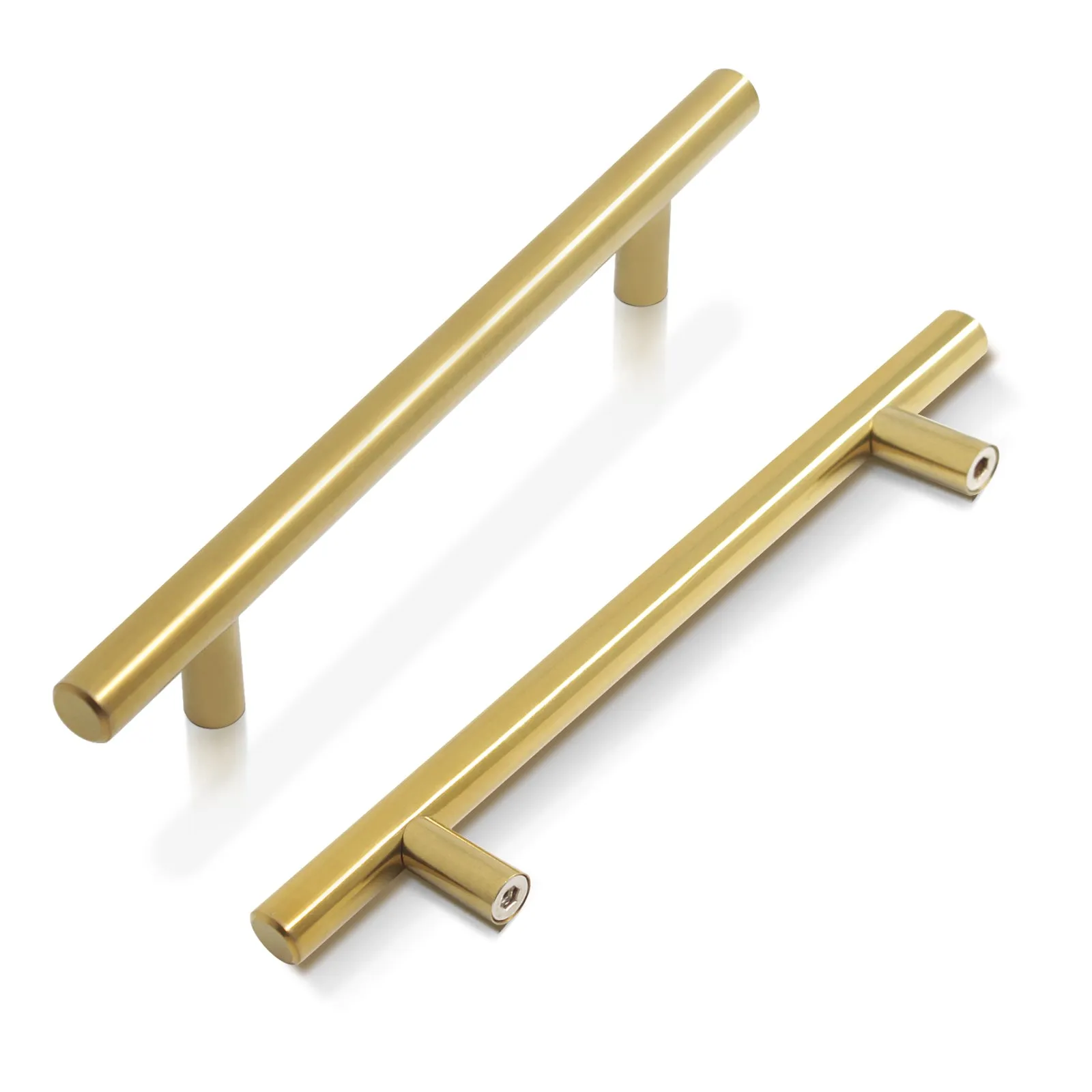 Stainless Steel T Bar Cabinet Handles Gold Finish, 160mm 6-3/10inch Hole Centers