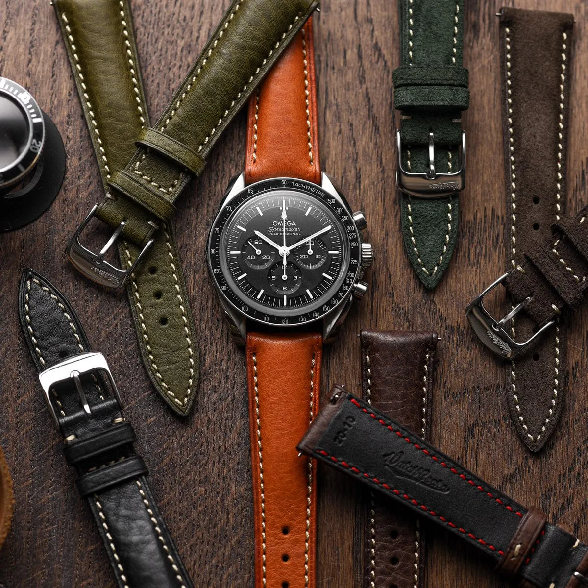 Stanton Badalassi Carlo Minerva Box Leather Padded Watch Strap - Black