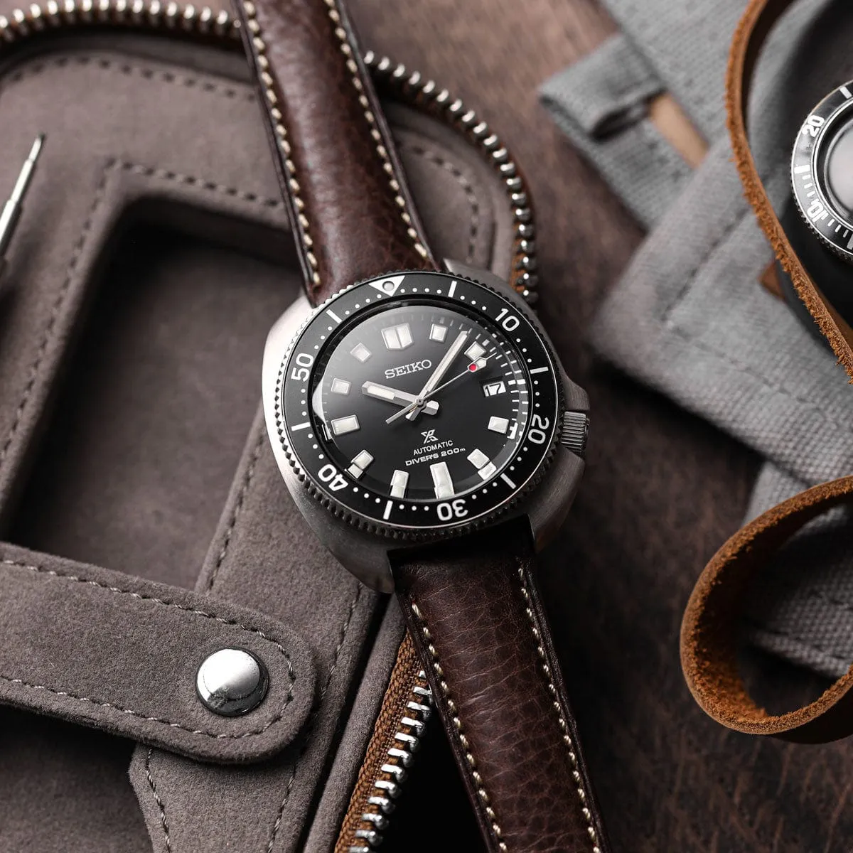 Stanton Badalassi Carlo Minerva Box Leather Padded Watch Strap - Black