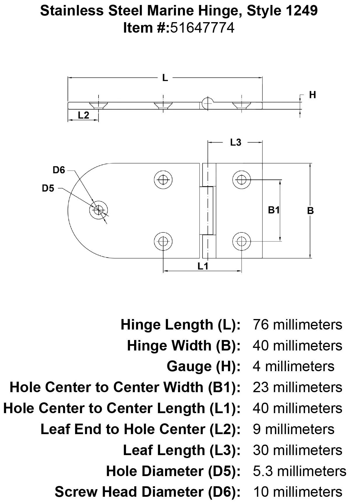 Style 1249 Hinge