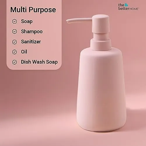 The Better Home 260ml Soap Dispenser Bottle - Pink (Set of 2)  | Elegant and Functional Liquid Pump for Kitchen, Wash-Basin, and Bathroom