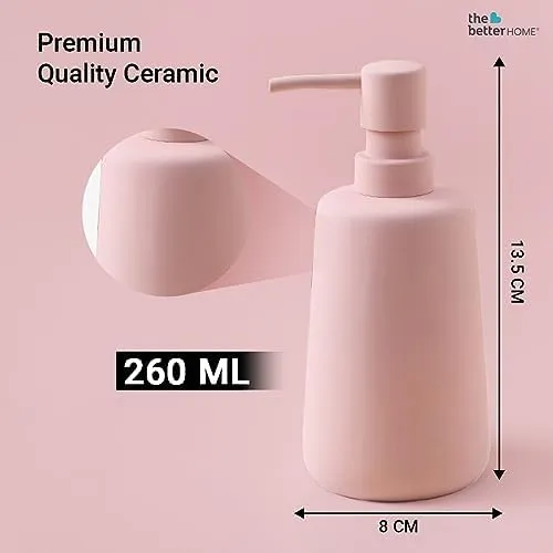 The Better Home 260ml Soap Dispenser Bottle - Pink (Set of 2)  | Elegant and Functional Liquid Pump for Kitchen, Wash-Basin, and Bathroom