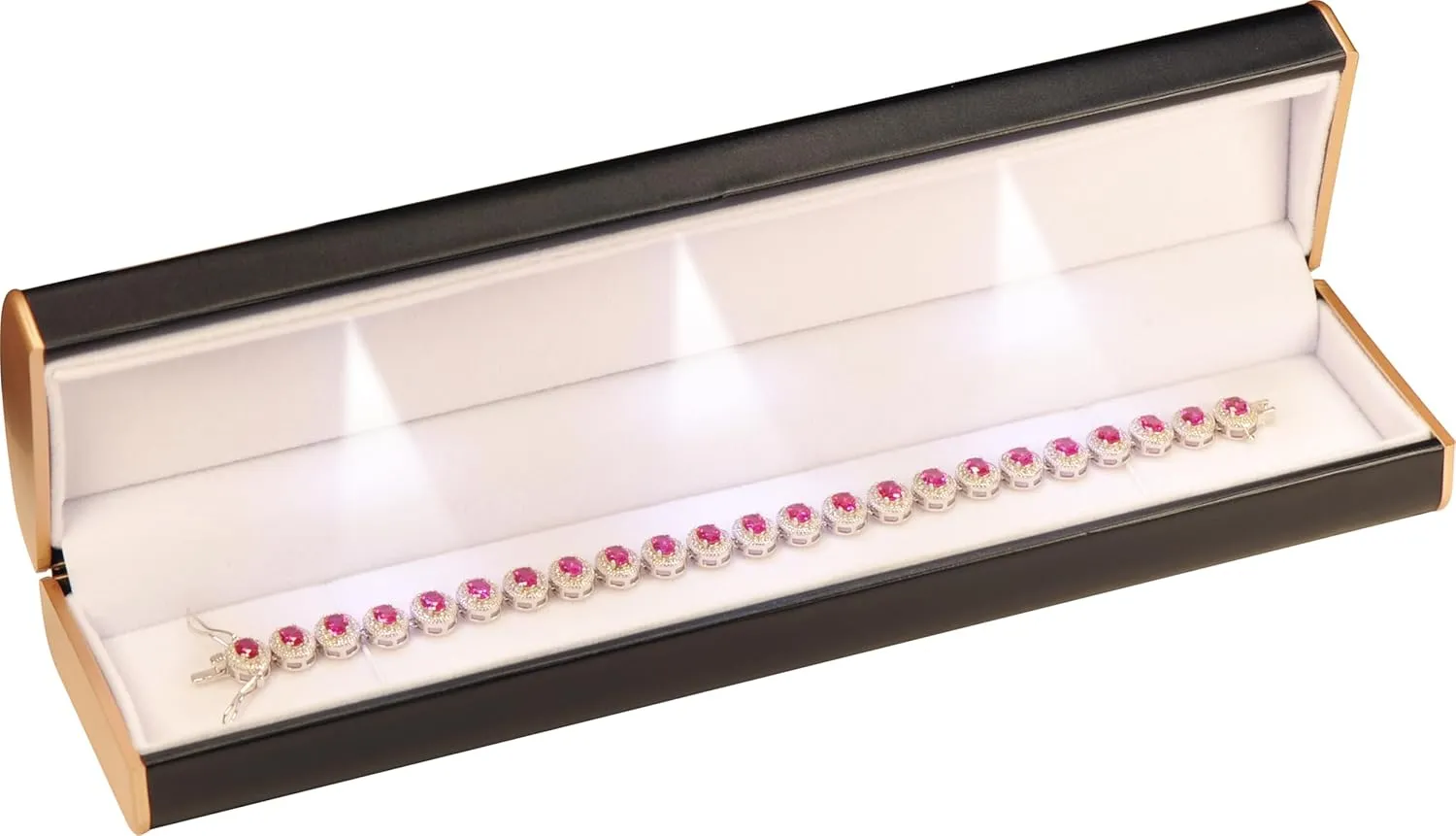 Three LED Lights Black Bracelet Box for Birthday, Valentine' Day, Mother's Day, Father's Day, Christmas...Luxury LED Bracelet Necklace Jewelry Gift Box with Light for Women for Men