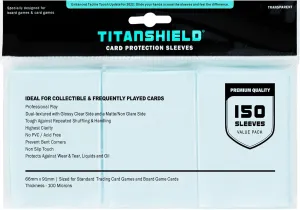 TitanShield Premium Clear Card Sleeves Compatible with Standard Sized Board Games, MTG Magic The Gathering, Pokemon, Lorcana and Trading Cards 2.5" x 3.5" 66x91mm (150 Sleeves)