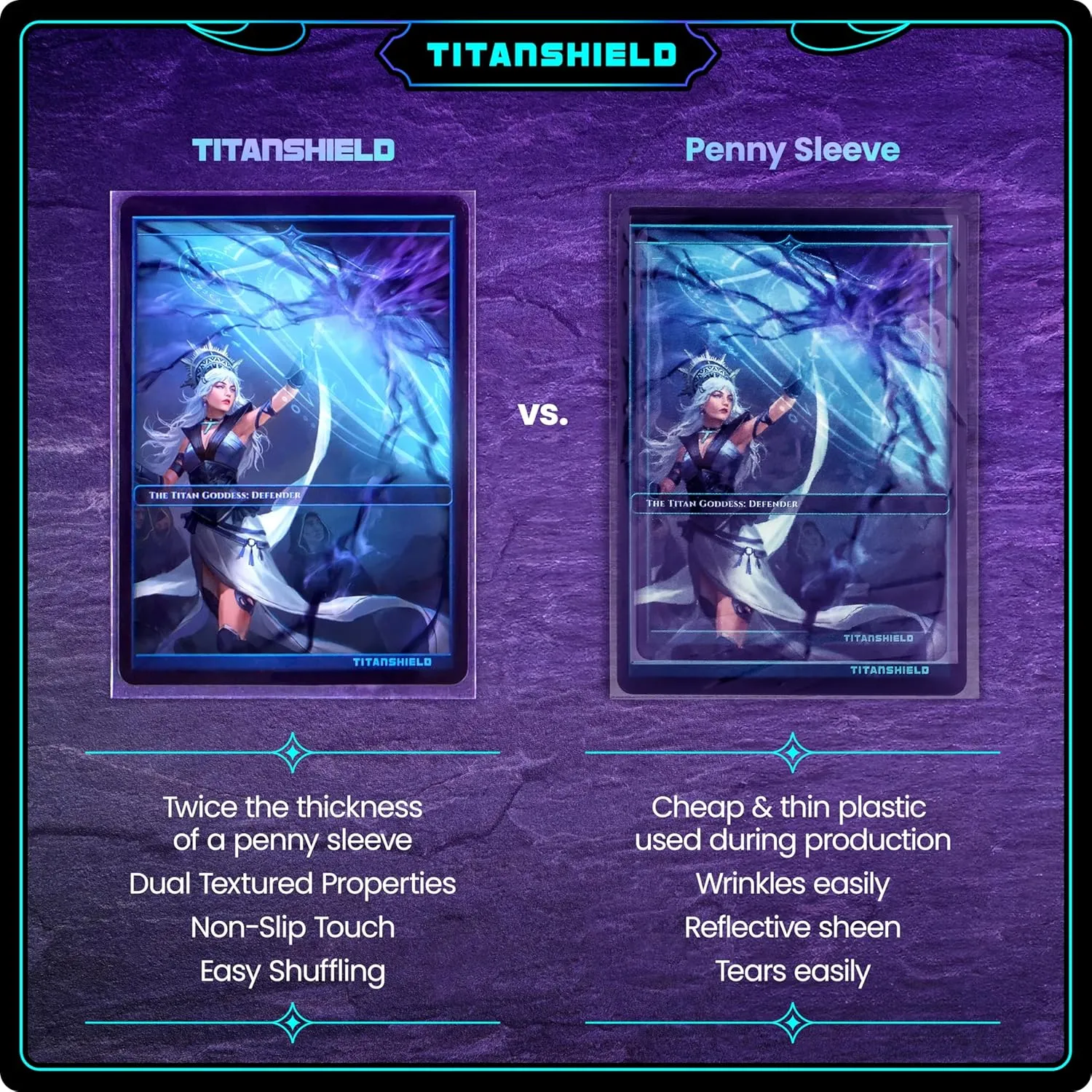 TitanShield Premium Clear Card Sleeves Compatible with Standard Sized Board Games, MTG Magic The Gathering, Pokemon, Lorcana and Trading Cards 2.5" x 3.5" 66x91mm (150 Sleeves)