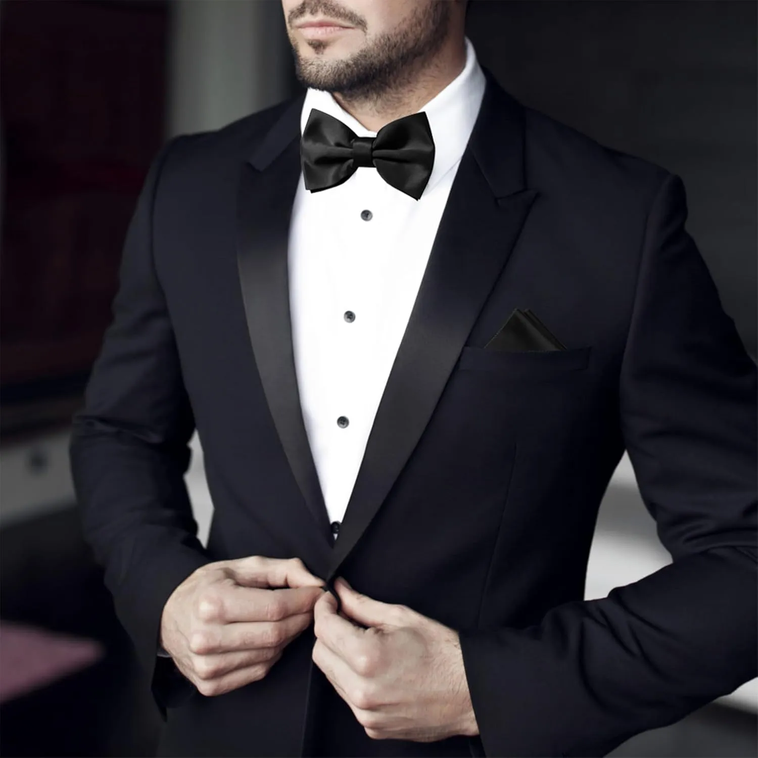 trilece Bow Ties for Men - Mens Solid Color Formal Pre Tied Bowtie and Pocket Square Sets - Mens Bowties Bow Tie Sets