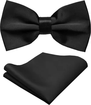 trilece Bow Ties for Men - Mens Solid Color Formal Pre Tied Bowtie and Pocket Square Sets - Mens Bowties Bow Tie Sets