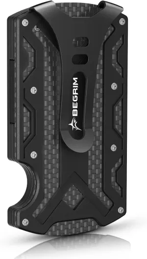 Wallet For Men - Slim Aluminum Metal Money Clip RFID Blocking, Holds up 15 Cards with Cash Clip. Ultra-Thin Minimalist Wallet, Black
