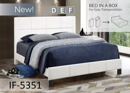 White PU Bed with Contrast