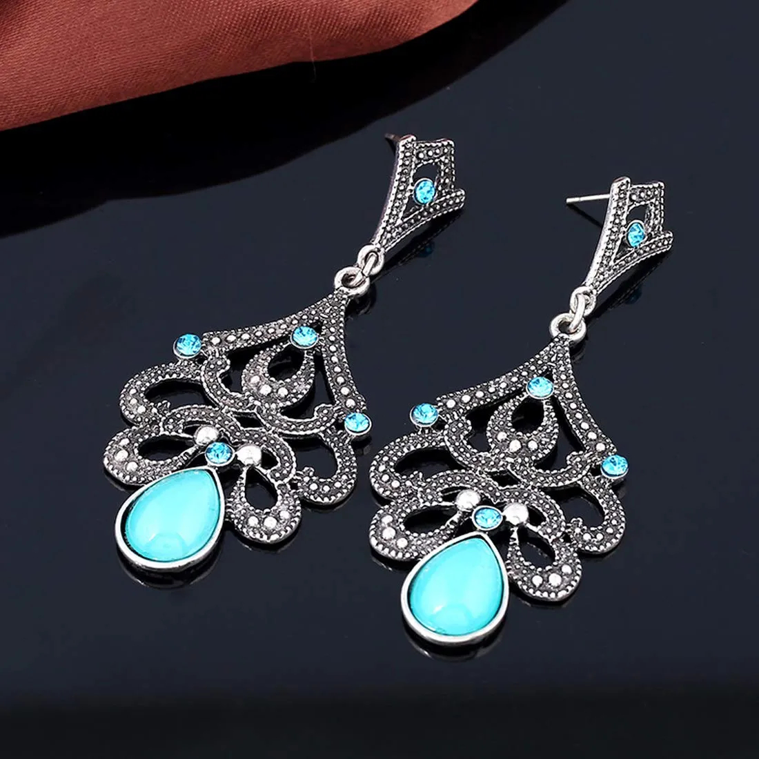 Yellow Chimes Tribal Vintage Grey Green Dangle Earring for Women & Girls.