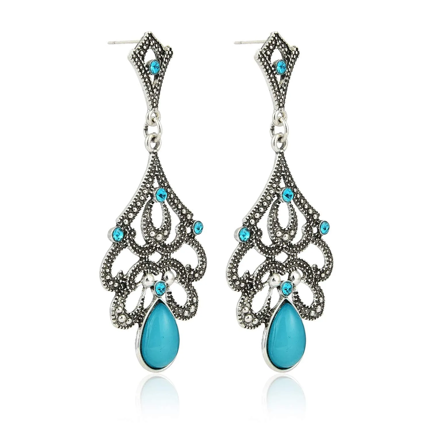 Yellow Chimes Tribal Vintage Grey Green Dangle Earring for Women & Girls.