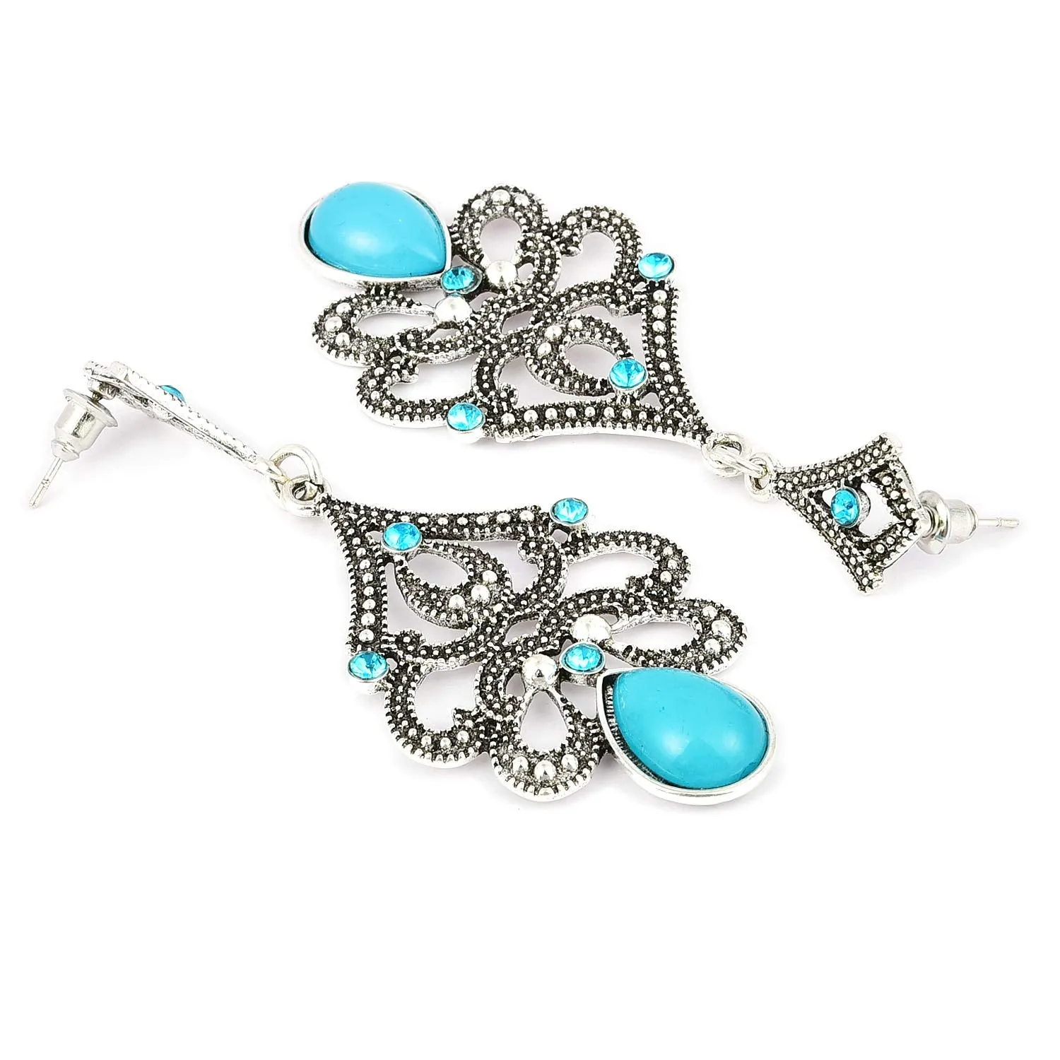 Yellow Chimes Tribal Vintage Grey Green Dangle Earring for Women & Girls.
