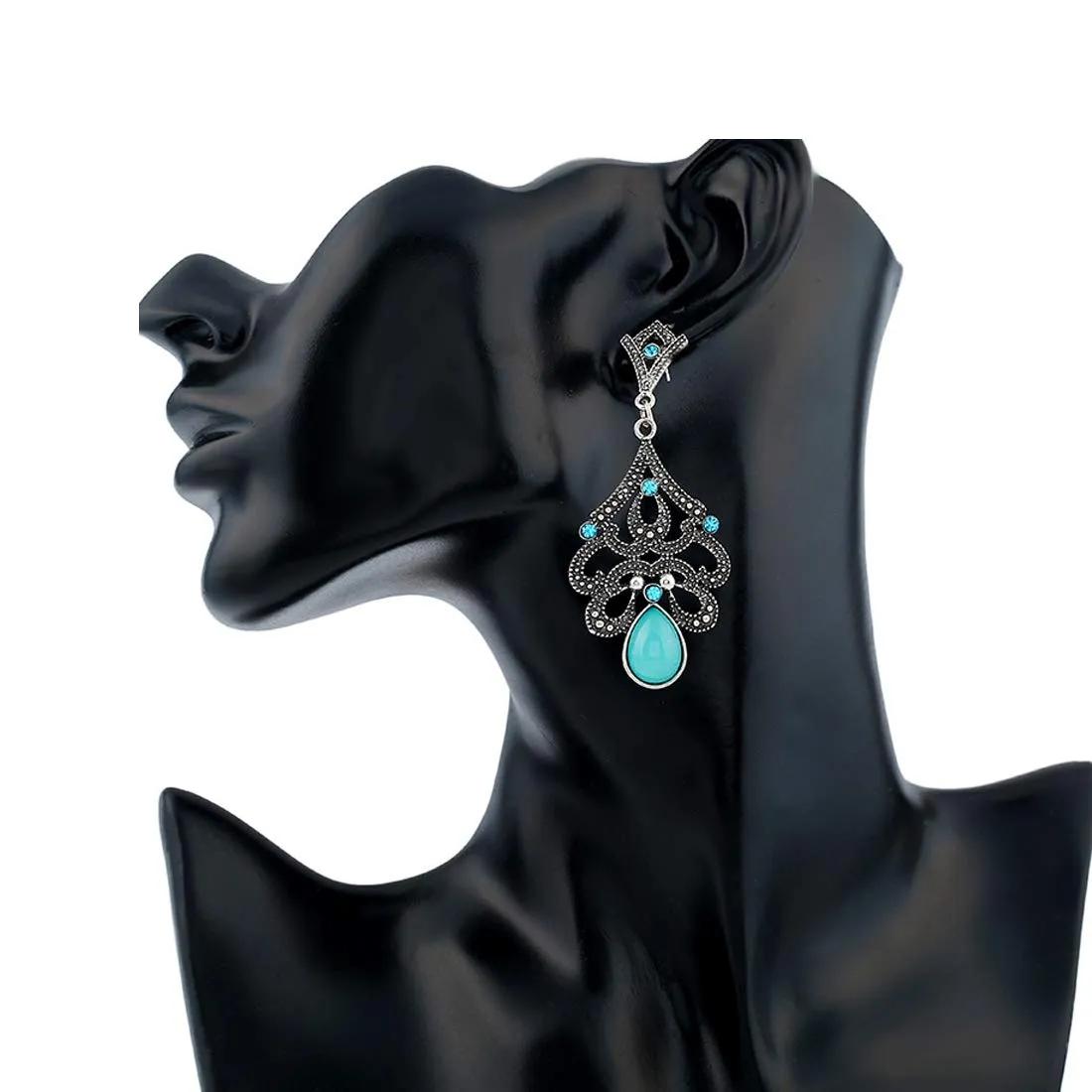 Yellow Chimes Tribal Vintage Grey Green Dangle Earring for Women & Girls.