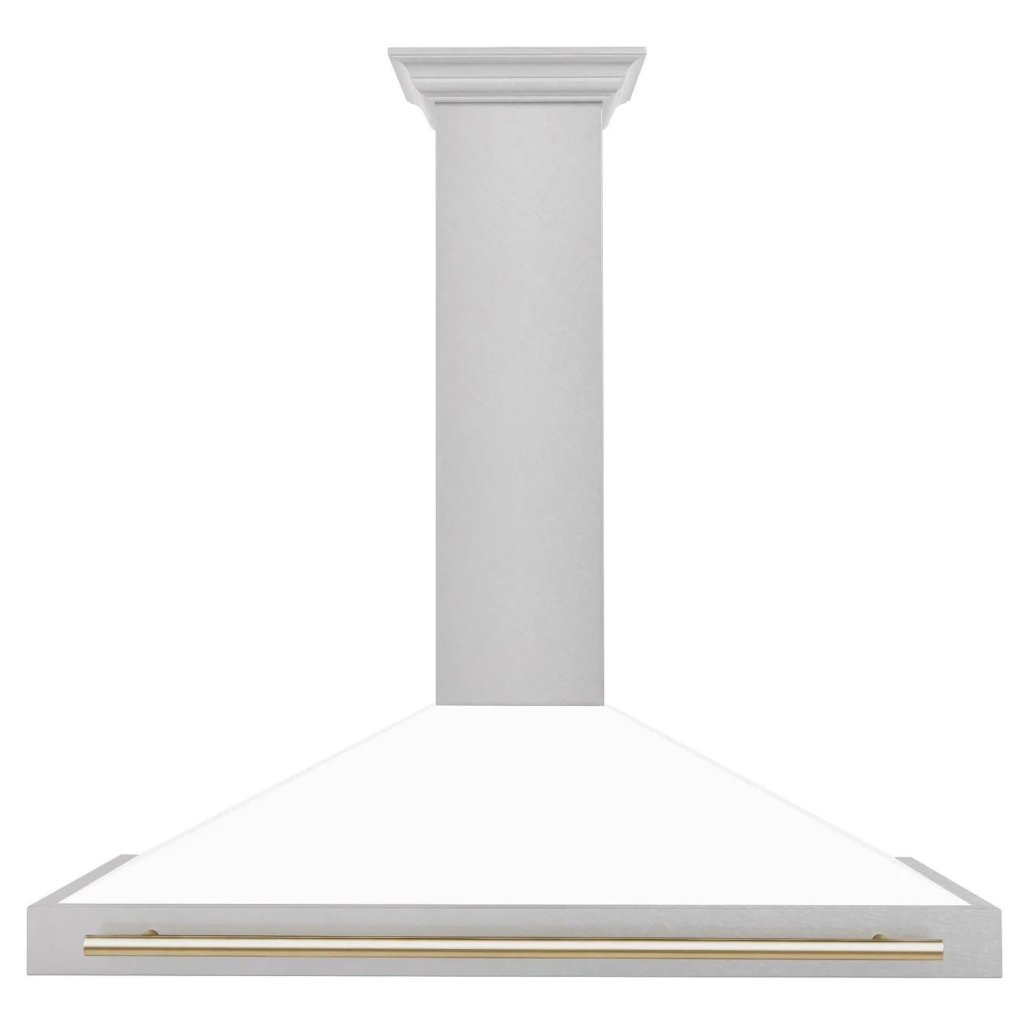 ZLINE 48" Autograph Edition DuraSnow® Stainless Steel Range Hood with White Matte Shell and Gold Handle